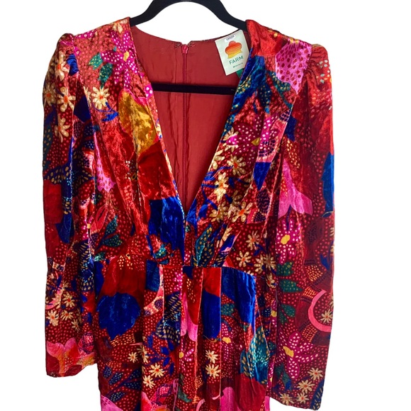 Farm Rio Red Wildlife Snake Garden Floral Velvet Jumpsuit Romper Vivid - Picture 4 of 15